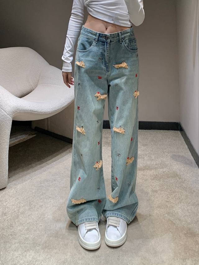 Chane* 25Fw Early Fall new 3D animal print straight-leg denim pants | Exclusive