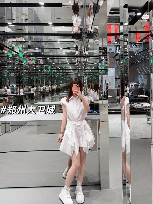 Alexand*R Wang 25FW Early Fall New Irregular Patchwork Cotton Poplin Shirt Dress