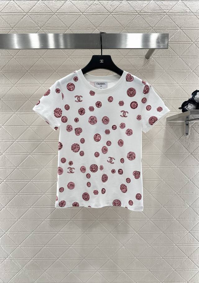 Chane* 2025 New Arrival Camellia Round Neck Short Sleeves Custom Yb Mercerized C