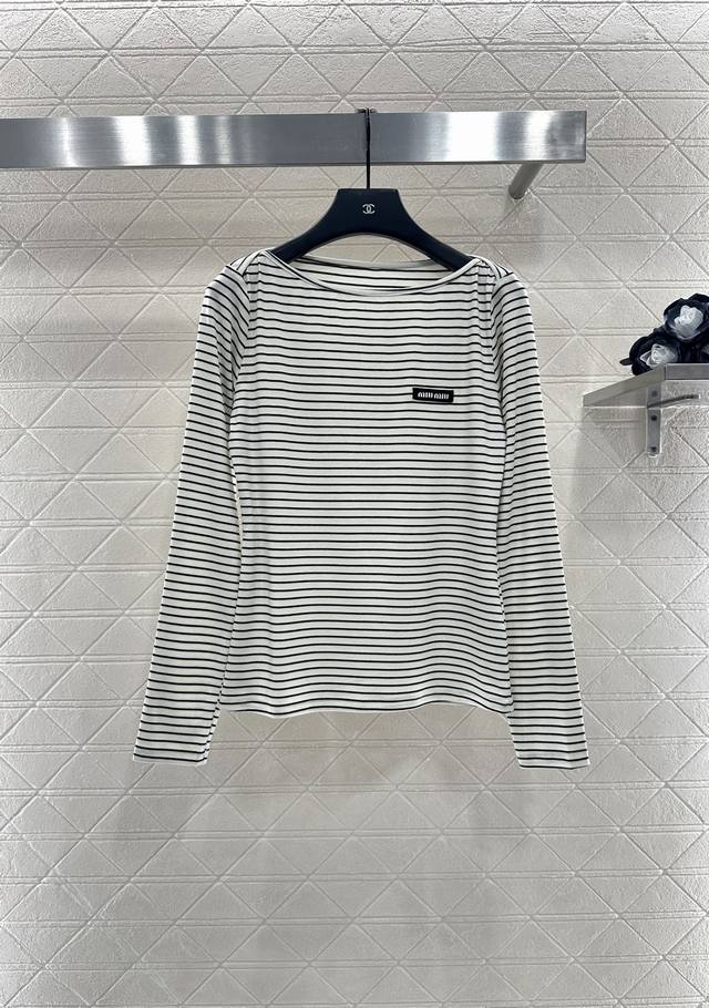 Miumi* 2025 New Arrivals: Slim-Fit Striped Bottoming Shirt. Custom-made from imp