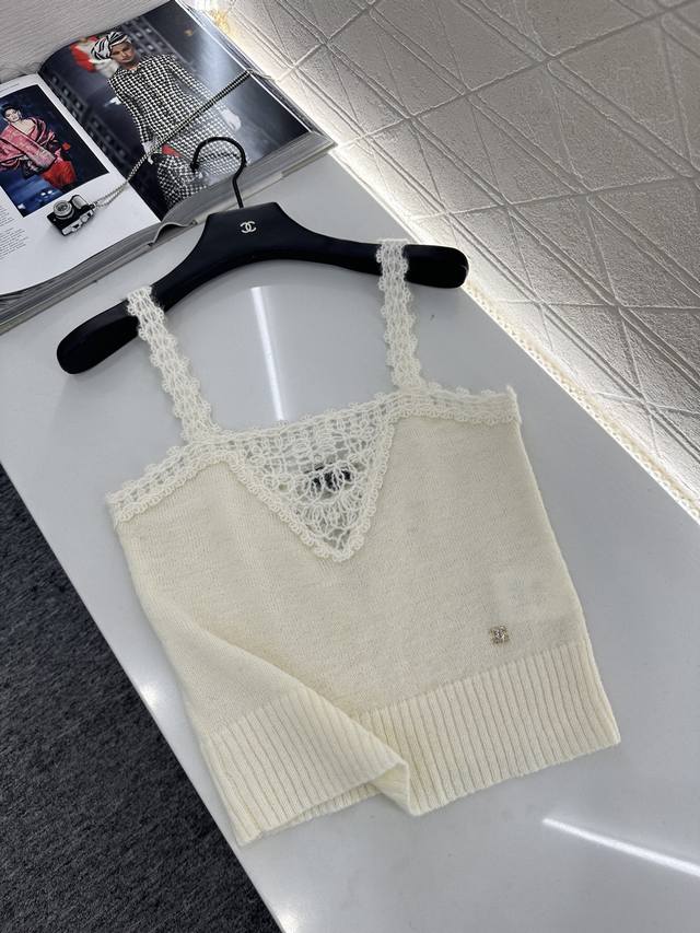 Chane* 2025 New Arrival Hollow Crochet Knit Vest. Custom-woven from Yb wool yarn