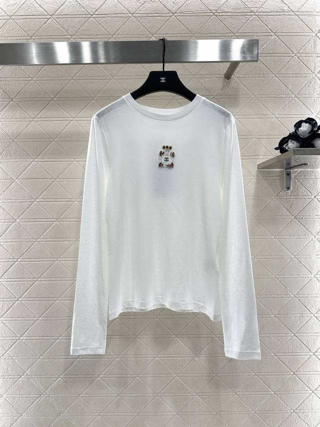 Chane* 2025 New Arrivals: Crew-Neck Rhinestone-Beaded Perfume Bottle Undershirt.