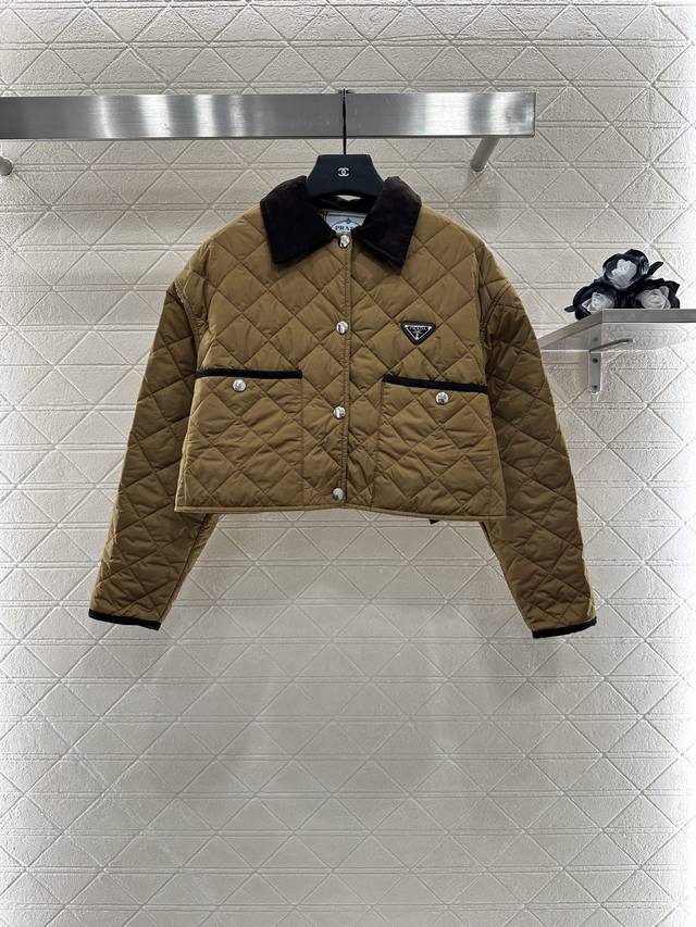 Prad* 2025 New Arrivals: Short Corduroy Collar Puffer Jacket. Made from imported