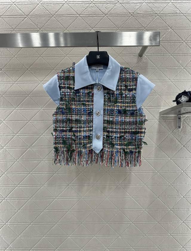 Chane* 2025 New Arrival Contrast-Color Braided Short-Sleeve Shirt Custom Made Yb