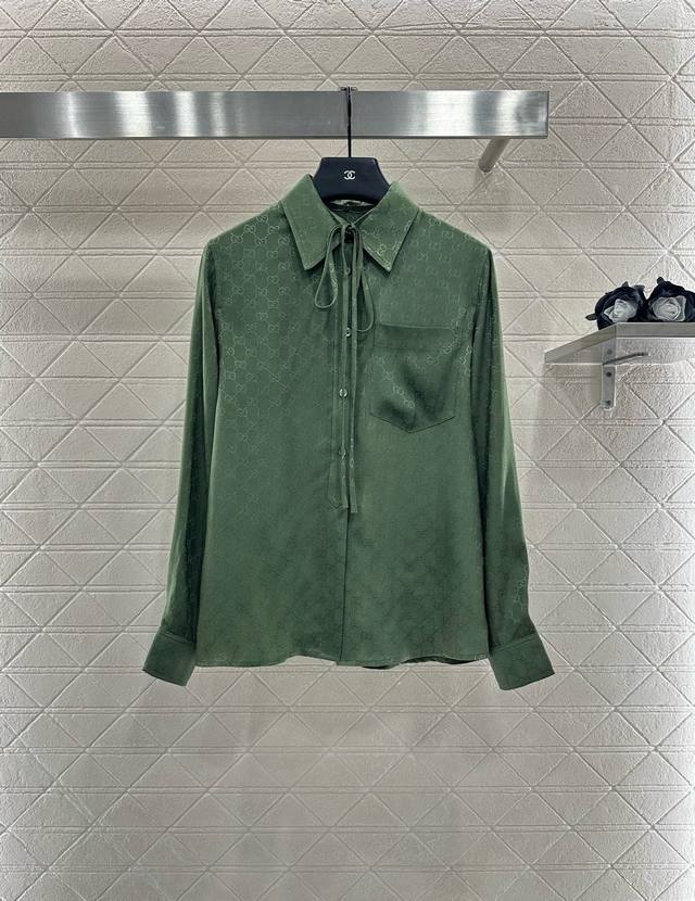Gucc* 2025 New Arrival Lace-Up Jacquard Shirt Custom Yb imported jacquard materi