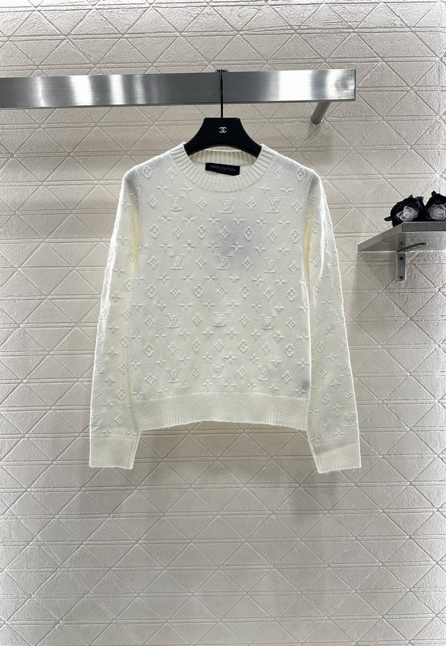 Louis Vuitto* 2025 New Arrivals: Embroidered Jacquard Pullover Sweater. Custom-m