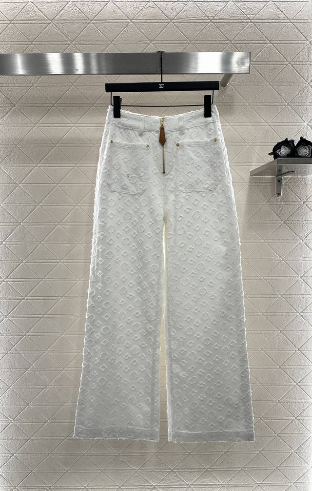 Louis Vuitto* 2025 New Arrivals: Jacquard Denim Straight-Leg Trousers. Made of c