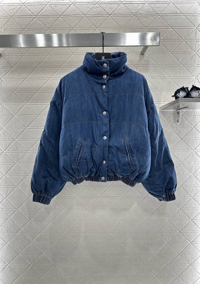 Chane* 2025 New Arrivals: Denim Stand-Collar Snap-Button Down Jacket. Made from