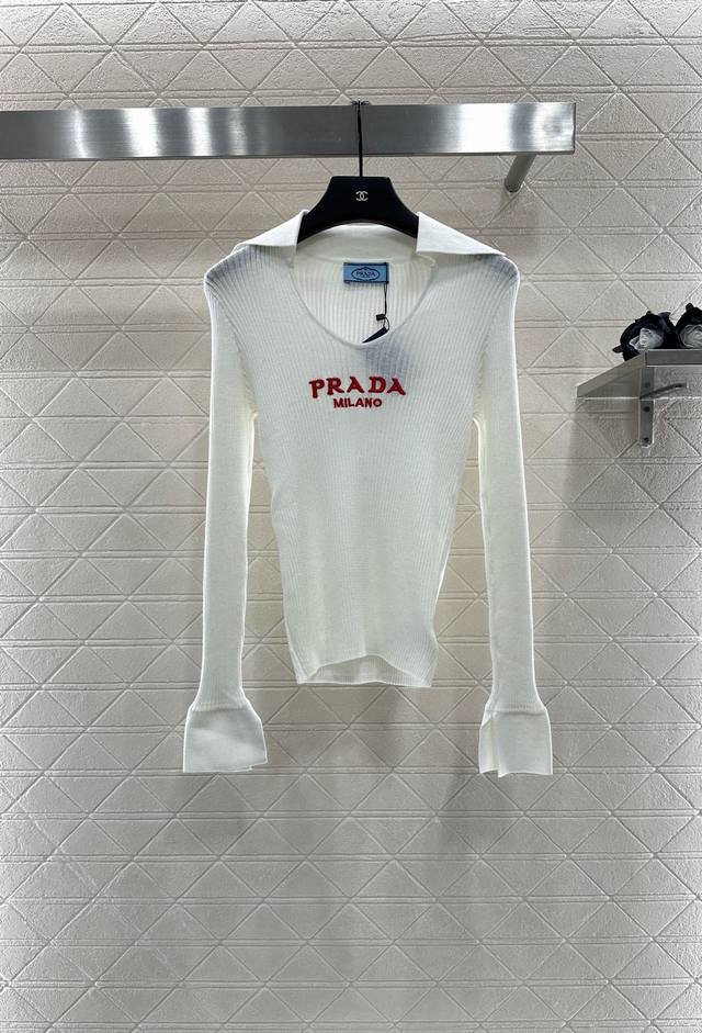 Prad* 2025 New Arrivals: Lapel Slim-Fit Lettering Base Layer Shirt. Custom Yb wo