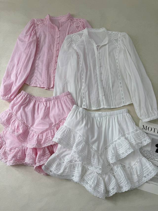 A beautiful early fall outfit from Im's popular collection: a lace-trimmed shirt
