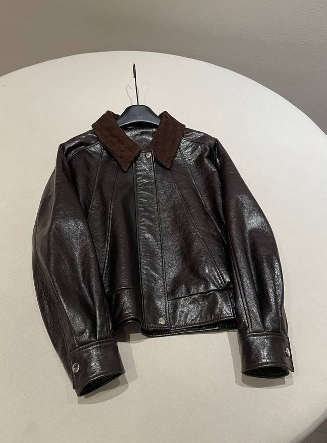 Sizes: SML Xl Designer Braided Lapel and Waxed Leather Motorcycle Jacket combine