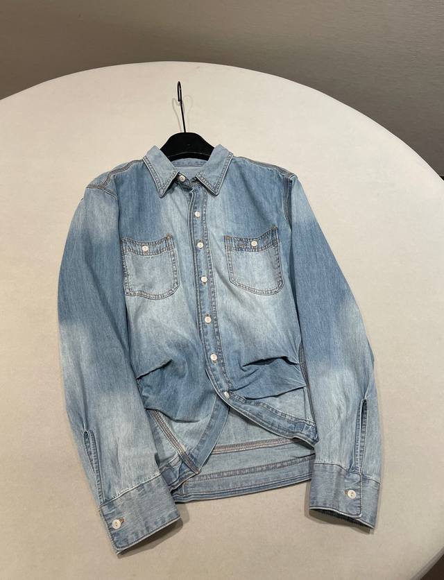 Sizes: S M L R13 Original Women's Double-Pocket Distressed Denim Shirt Custom-m