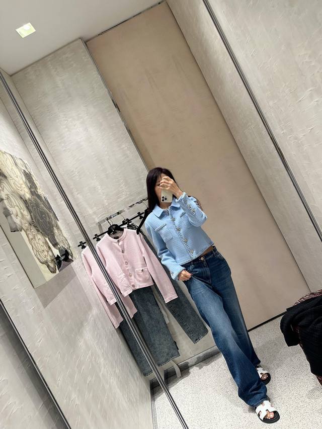 Chane* 25B High-End Handcrafted Collection New Printed Metallic Denim Pants | Ex