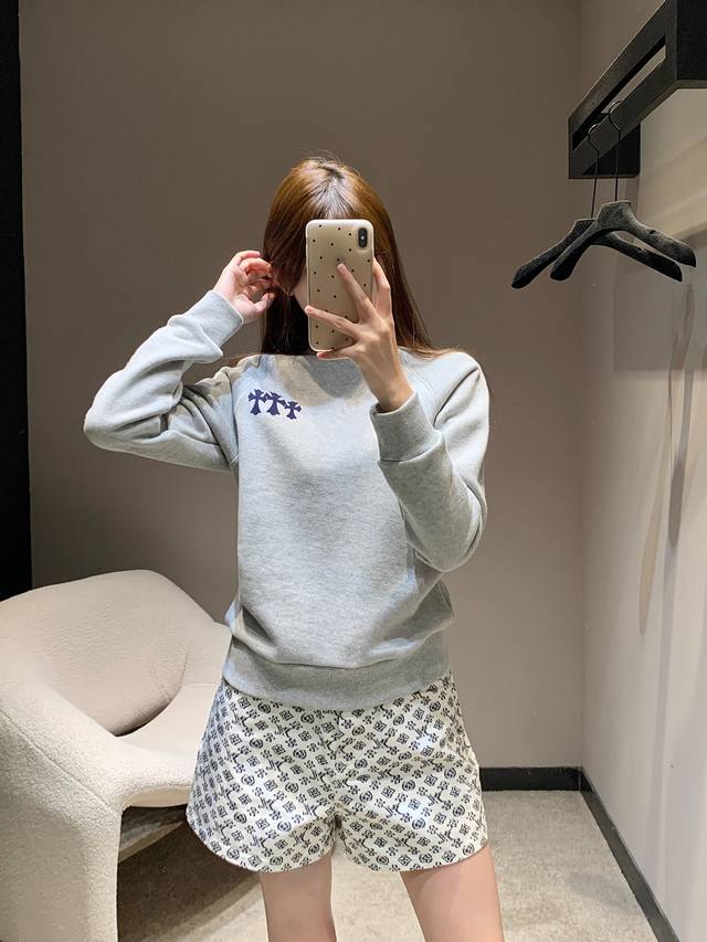 Chrome Hear* 25Fw Early Fall new cross-print crewneck sweatshirt | Exclusive hig