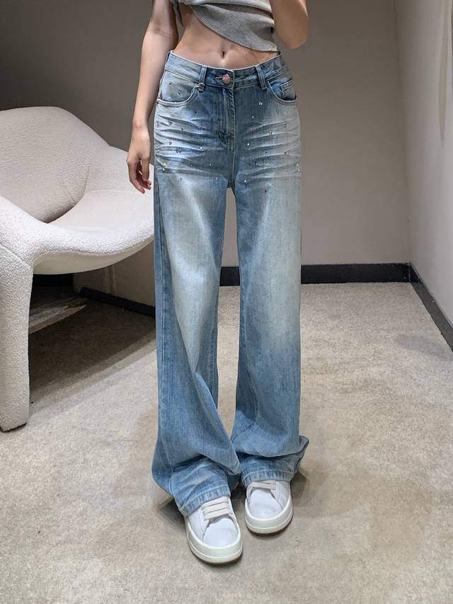 Chane* 25Fw New Early Fall Colorful Heart and Star Decorated Denim Pants | Exclu
