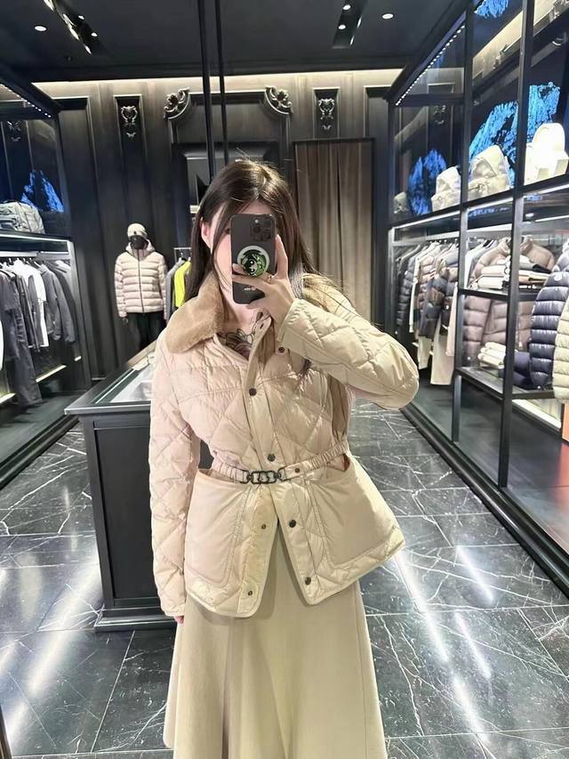 Moncle* 25Fw Early Fall New Cygne Belt Down Jacket with Detachable Fur Collar |