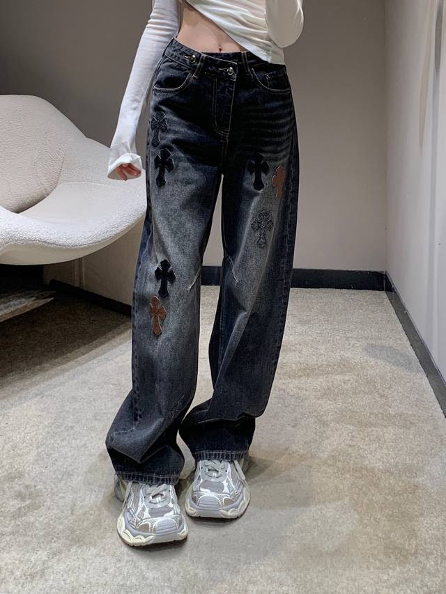 Chorme Heart* 25Fw Early Fall New Cross-Patch Washed Jeans | Exclusive High-Rise