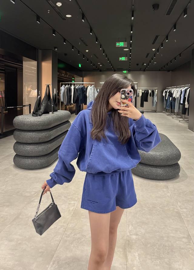 Alex*Nder Wang's new Klein Blue micro-logo embroidered hooded sweatshirt for ear