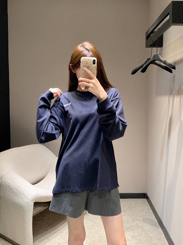 Miumi* 25Fw New Early Fall Logo Embroidered Long Sleeve T-shirt | Exclusive Yb D