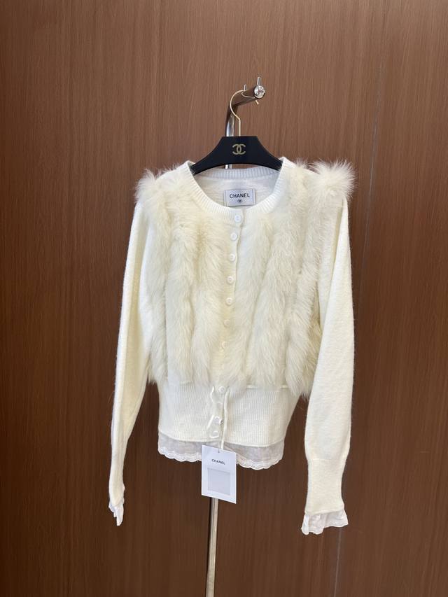 Chane *New arrival for fall! fox fur knitted cardigan, super soft color, small w
