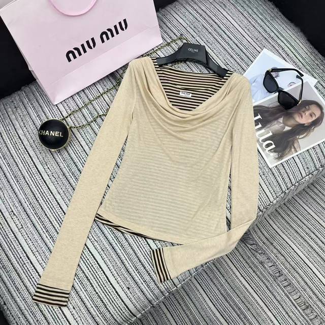Strongly recommend the 25th year early autumn series Mi* new striped two-piece l