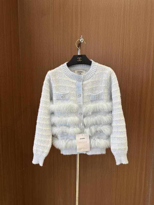 Chane * New arrival for fall! fox fur knitted cardigan, super soft color, super