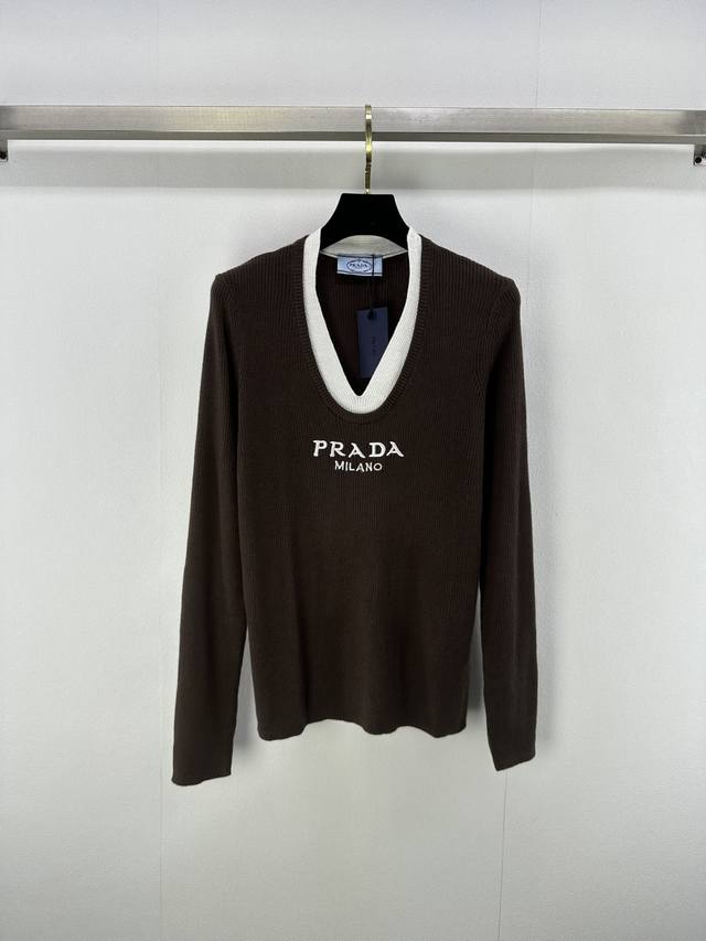 Prad* New details 25 autumn new double collar long sleeve contrast color high-en