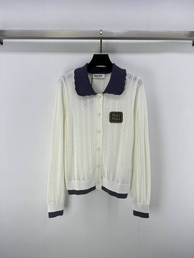 Mium* New Details 25 Autumn New Knitted Lace Hollow Cardigan Customized Yb Wool