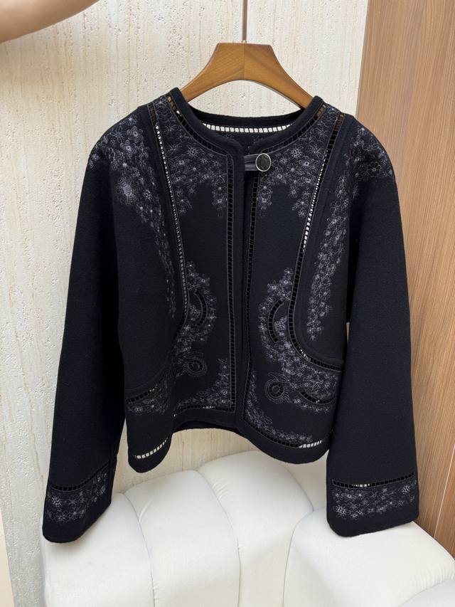 H home high-end embroidered cashmere coat 90 cashmere 10 cashmere 36 38 40 white
