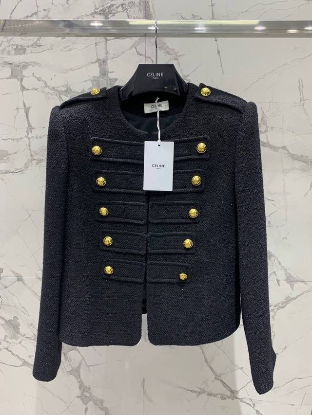 Sellin double-breasted wool jacket with gold buttons Custom-made bright silk woo
