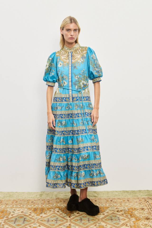 Reserve 6 8 10 12 Alem ramie blue vintage garden dress DDD