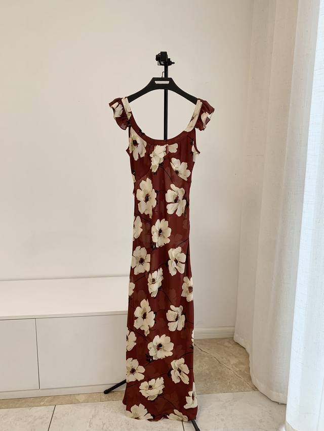 Xs Sml Real silk bias-cut gardenia flower suspender long skirt DDD
