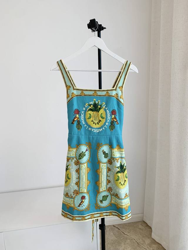 Hot item 6 8 10 12 Alemais linen golden pineapple strappy miniskirt DDD