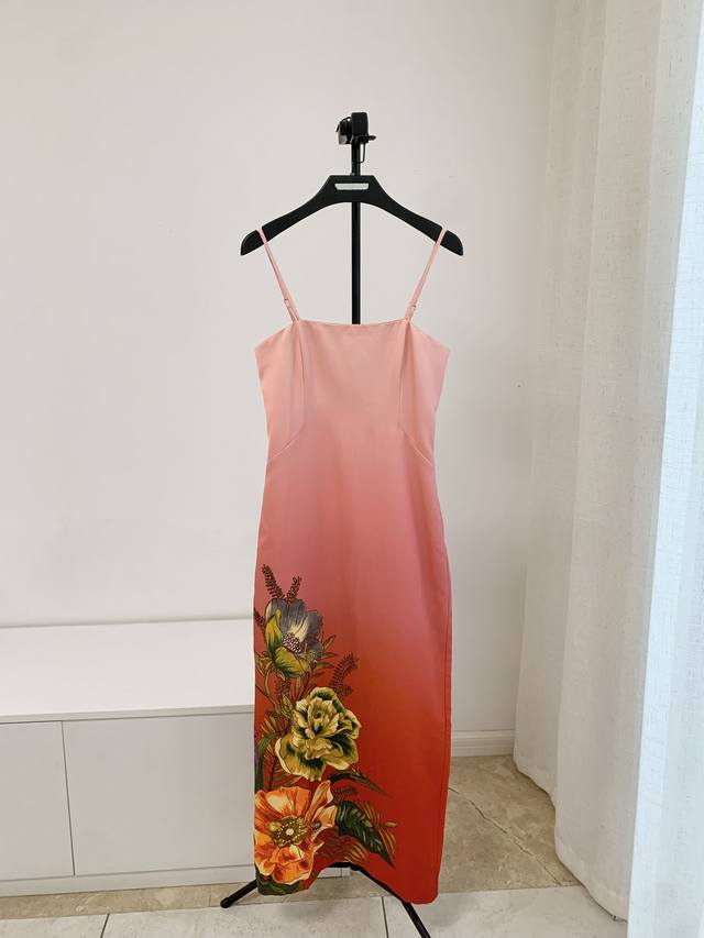 New arrival 6 8 10 12 Alem rayon linen gradient cinnabar red floral suspender s