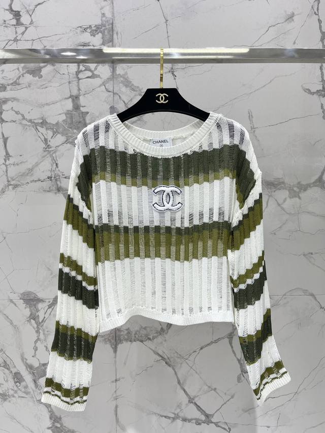 Chanel's new striped Korean design lazy style knit sweater two-piece set The cl
