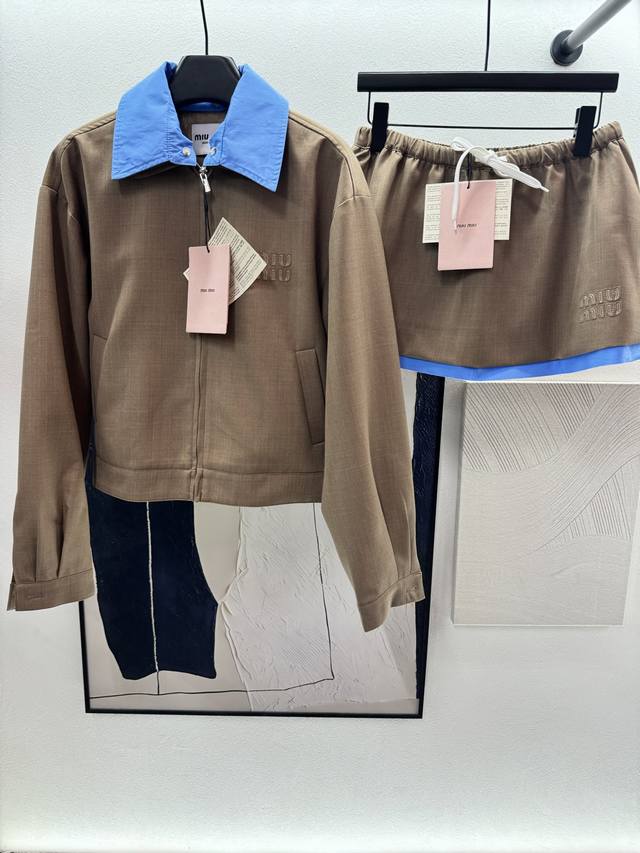2025 Autumn And Winter jacket, skirt Miumi*, jacket and skirt set, jacket collar