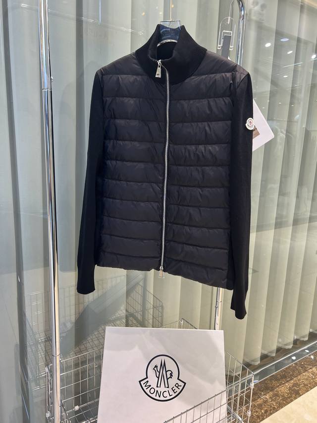Moncler women's padded wool zip-up cardigan. This cardigan is made of wool and