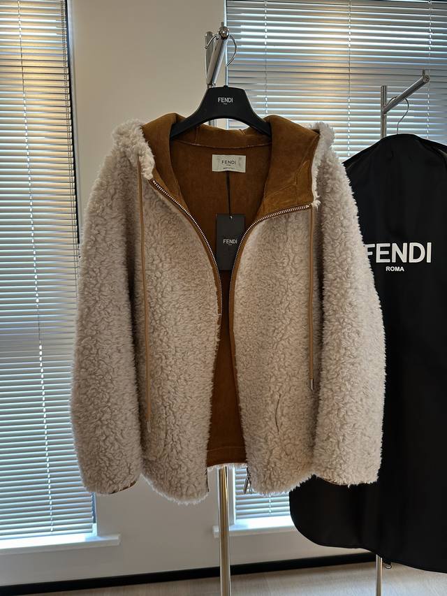 Fend* Difen high-end custom wool grain fur one-piece fur small loose silhouette