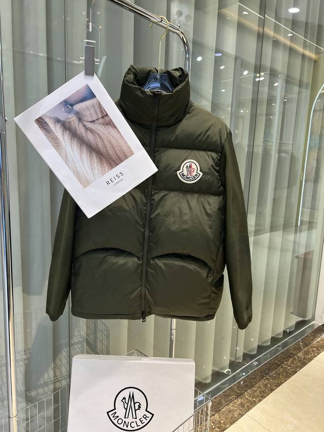 Moncler 25 stand-up collar zippered down knit cardigan jacket, a versatile style