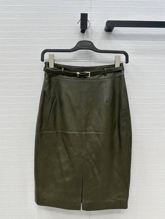 Exclusively debuting high-end, original quality, Slp's high-slit lambskin skirt
