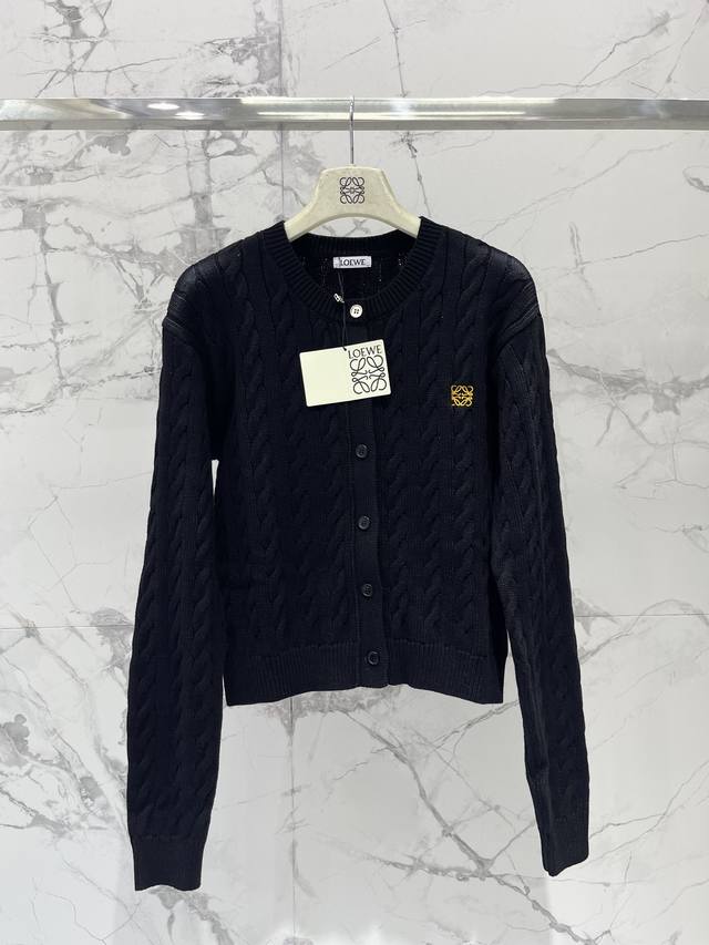 Loewe Cardigan Contrast Color Embroidery Lightweight Cotton Short JacketThe firs