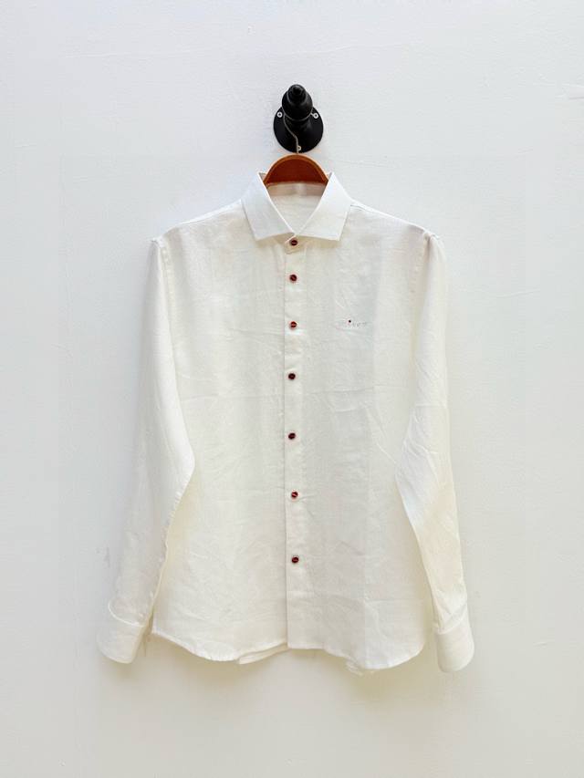 Kit logo-embroidered lapel linen shirt, produced by OEM factory P New summer pro