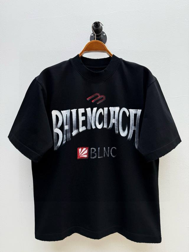 Bal Hand-painted logo crew neck T-shirt, produced by OEM factory P Spring and Su