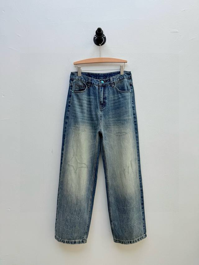 Loe distressed wide-leg jeans, produced by OEM factory P new spring and summer p