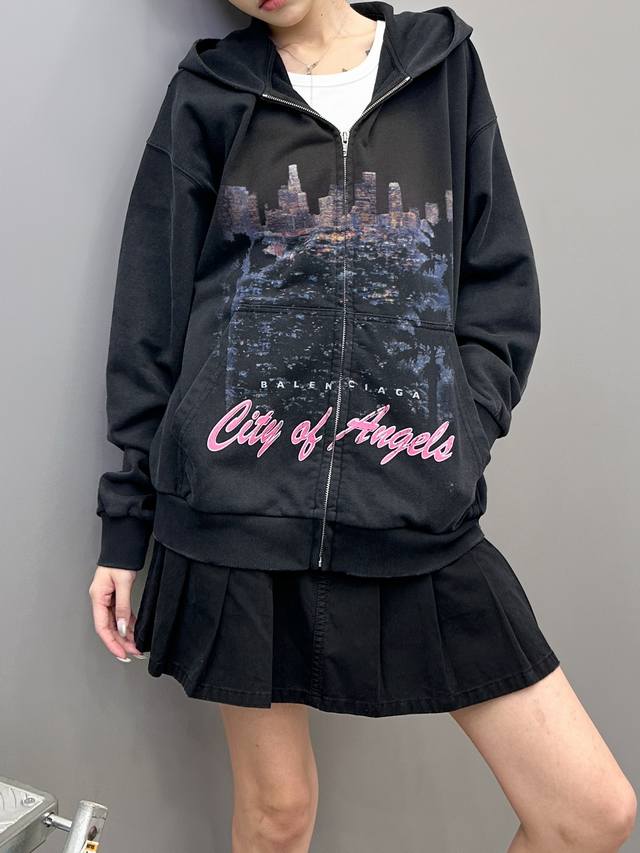 Paris | New cardigan sweatshirt, garment washed, honed, and digitally printed,