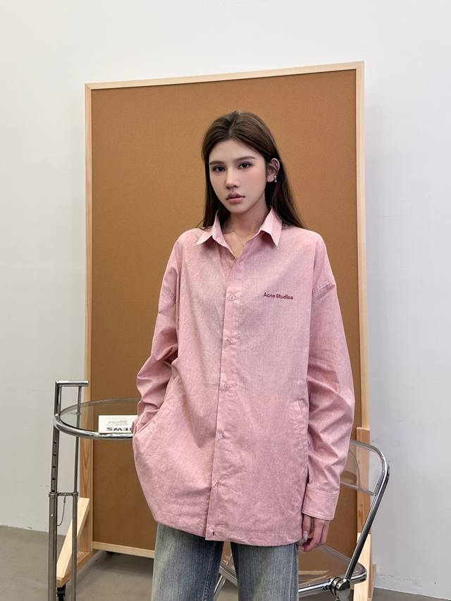 Acne | New shirt, garment-washed and color-stirred with classic embroidery, casu