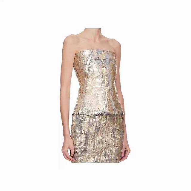 Rick Owens 2025 early autumn new style wrap top gold thick coating slim sexy des