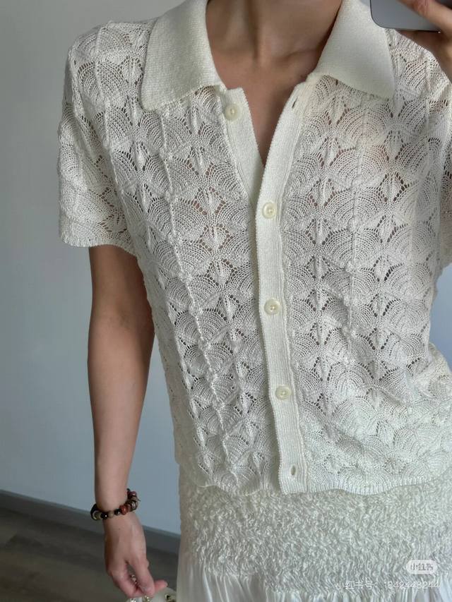 Viktoriachan 2025 early autumn new small lapel jacquard knitted short sleeves, j