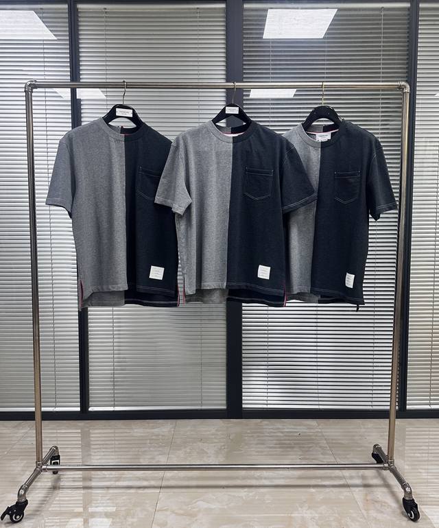 Tee, left and right gray short sleeves, DDD, Fummix colorblock tee with open sti