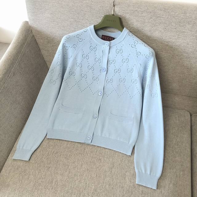 Gucci hollow diamond knit cardigan exclusive Gg monogram reinterprets the brand'